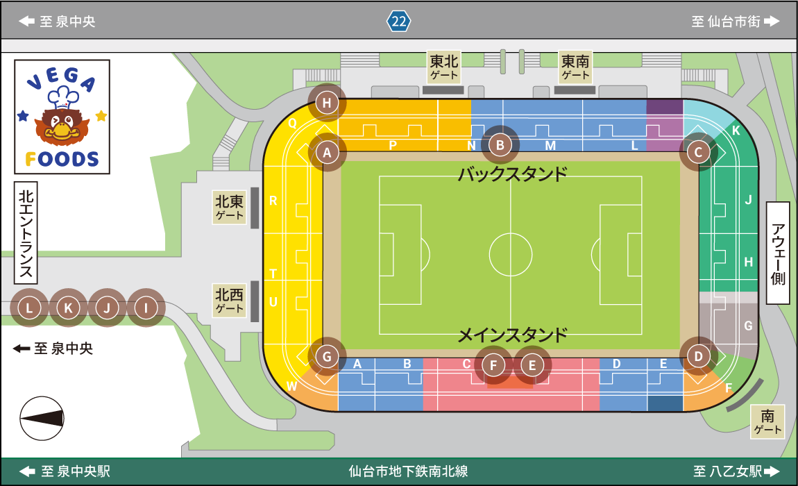 ユアテックスタジアム仙台 ベガフーズ売店マップ