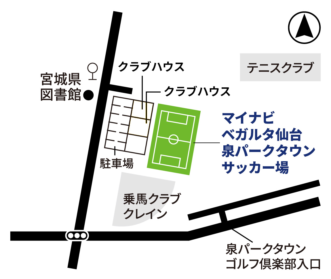 マイナビベガルタ仙台泉パークタウンサッカー場の概要図を紹介